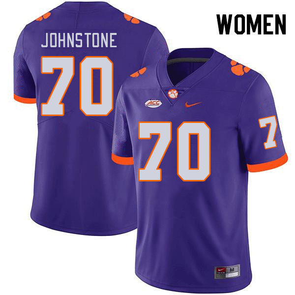 Women's Clemson Tigers Mason Johnstone #70 College Purple NCAA Authentic Football Stitched Jersey 23GD30TY